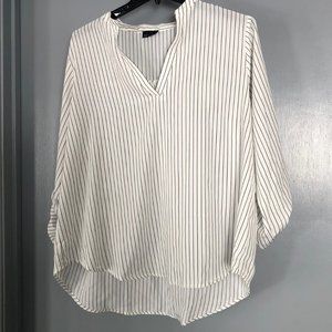 Zenobia White and Black Striped Tunic Top